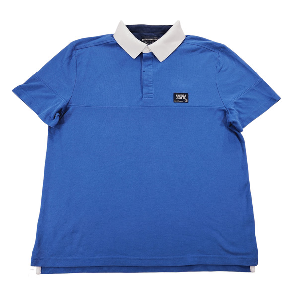 Nautica Other - Nautica Jeans Co Polo Shirt Men XL Royal Blue White Contrast Collar Short Sleeve